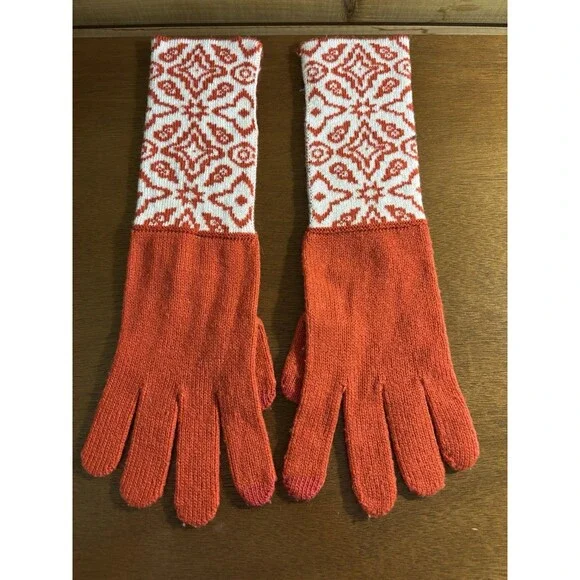 Vera Bradley Gloves Orange Silhouette Pattern Long Foldable Versatile Soft - Picture 2 of 9